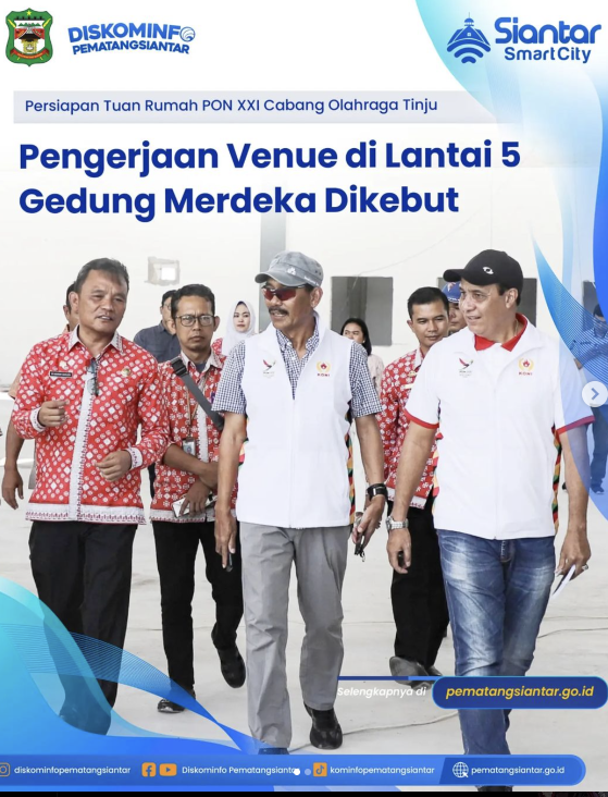 Pengerjaan Venue Tinju PON XXI di Lantai 5 Gedung Merdeka Kota Pematangsiantar Dikebut